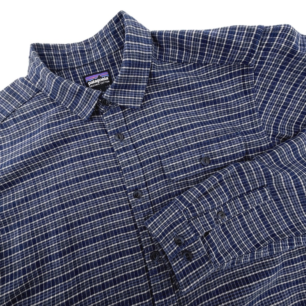 Patagonia Button Down Shirt Mens Large Blue Excellent Organic Cotton 42410